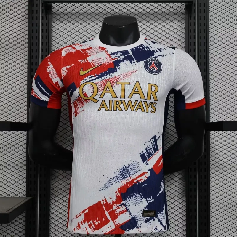 24/225 PSG Away Player version white red yellow blue Soccer Jersey