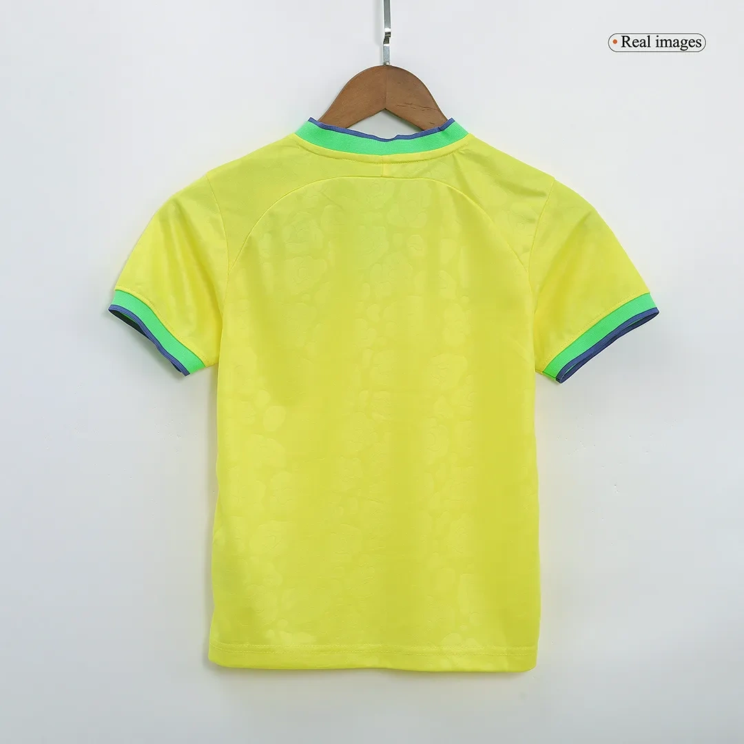 Brazil Kids Soccer Jersey Home Kit(Jersey+Shorts) World Cup 2022