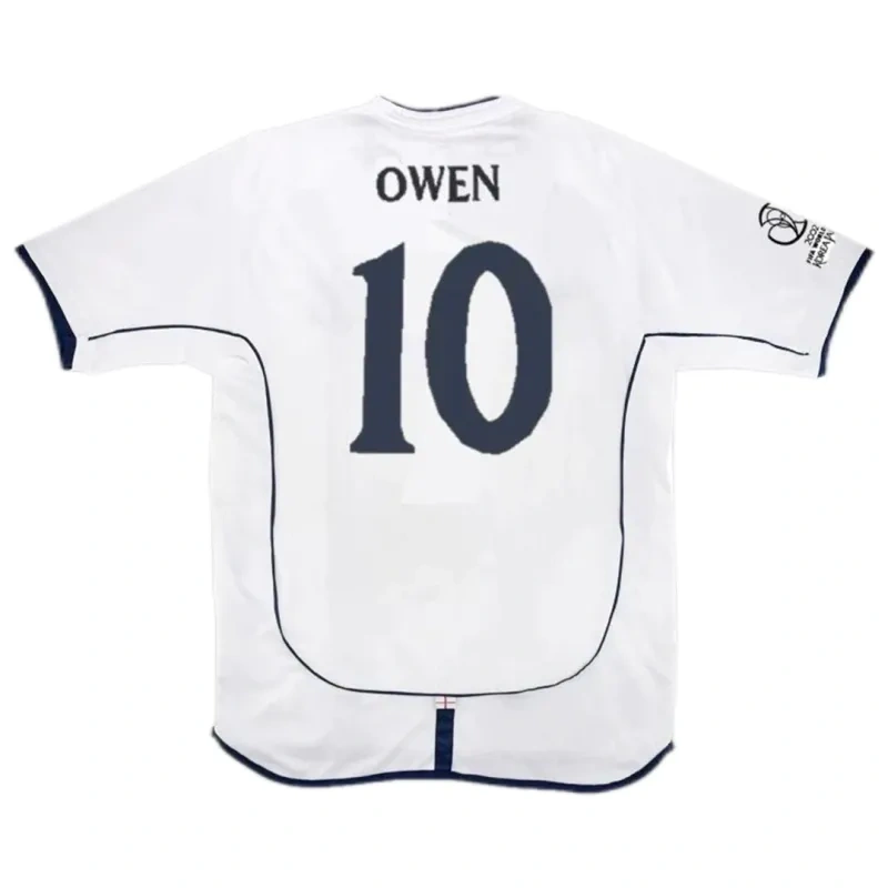2002 England Retro Soccer Jersey Home Replica World Cup