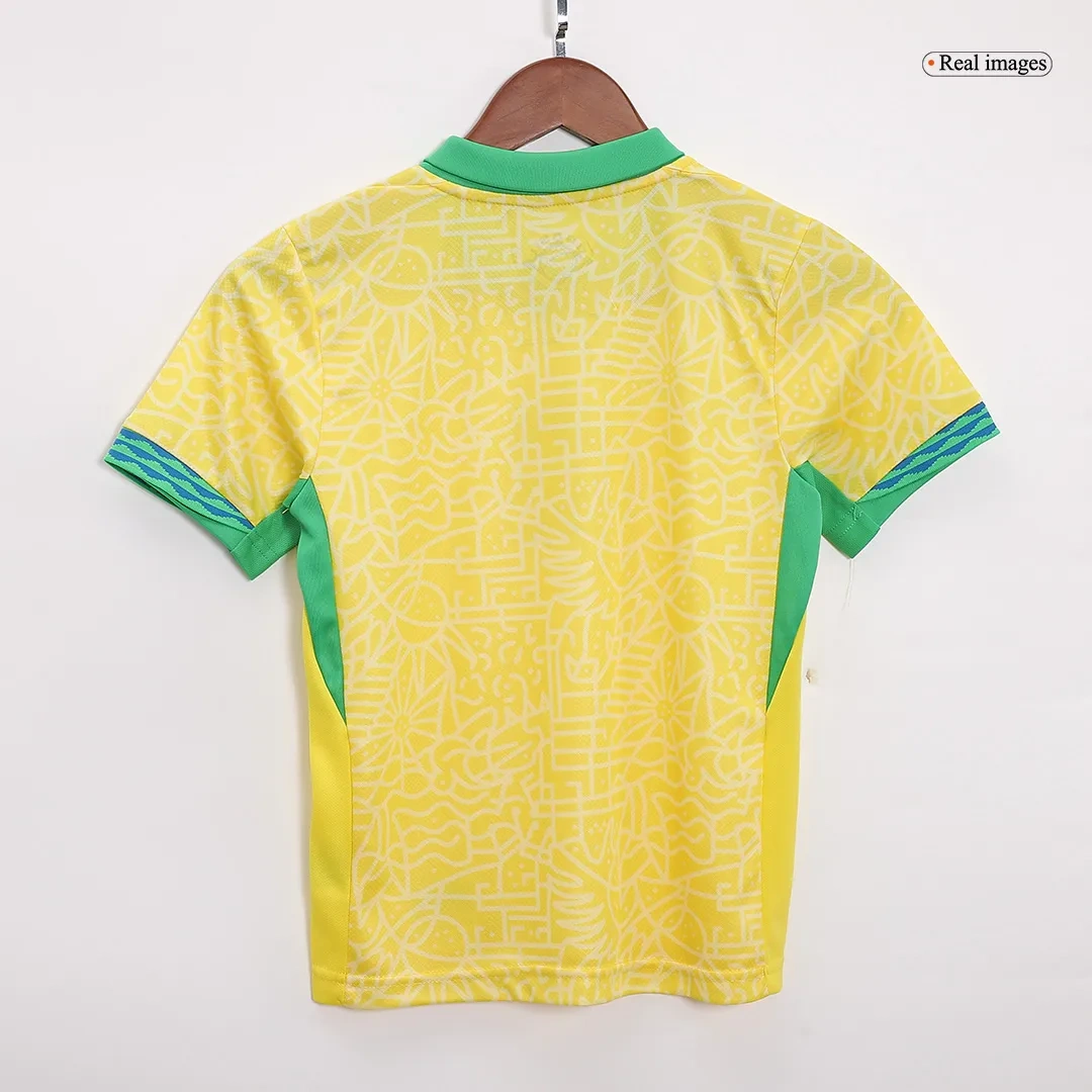 Kids Brazil Custom Home Full Soccer Kits 2024