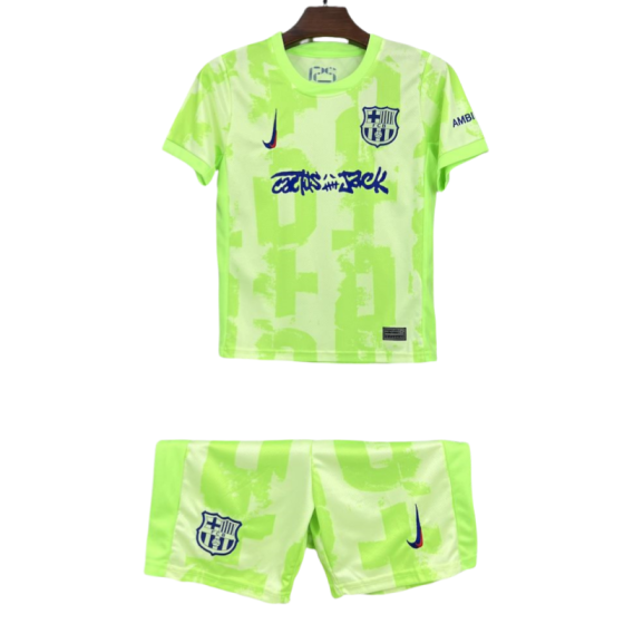 Barcelona Third Travis Scott Edition Kids Kits Youth Apparels Soccer Jersey 24-25
