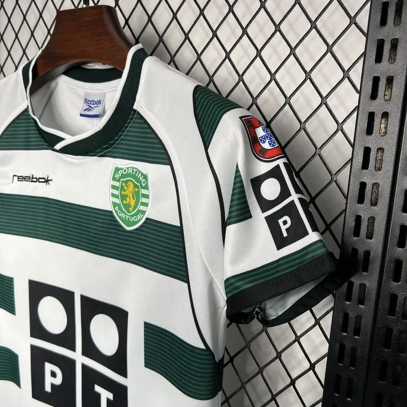 Sporting 01-03 Lisbon Home Retro Kid Kits Youth Apparels Football Jersey