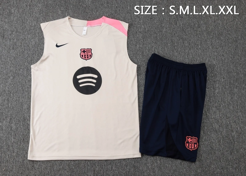 Barcelona Sleeveless Training Kit Beige 2025-26