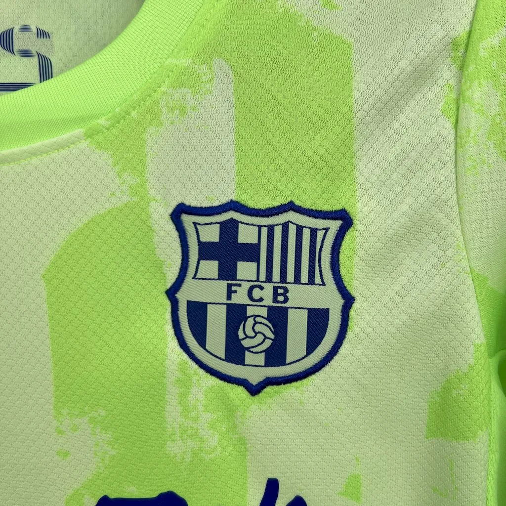 Barcelona Third Travis Scott Edition Kids Kits Youth Apparels Soccer Jersey 24-25